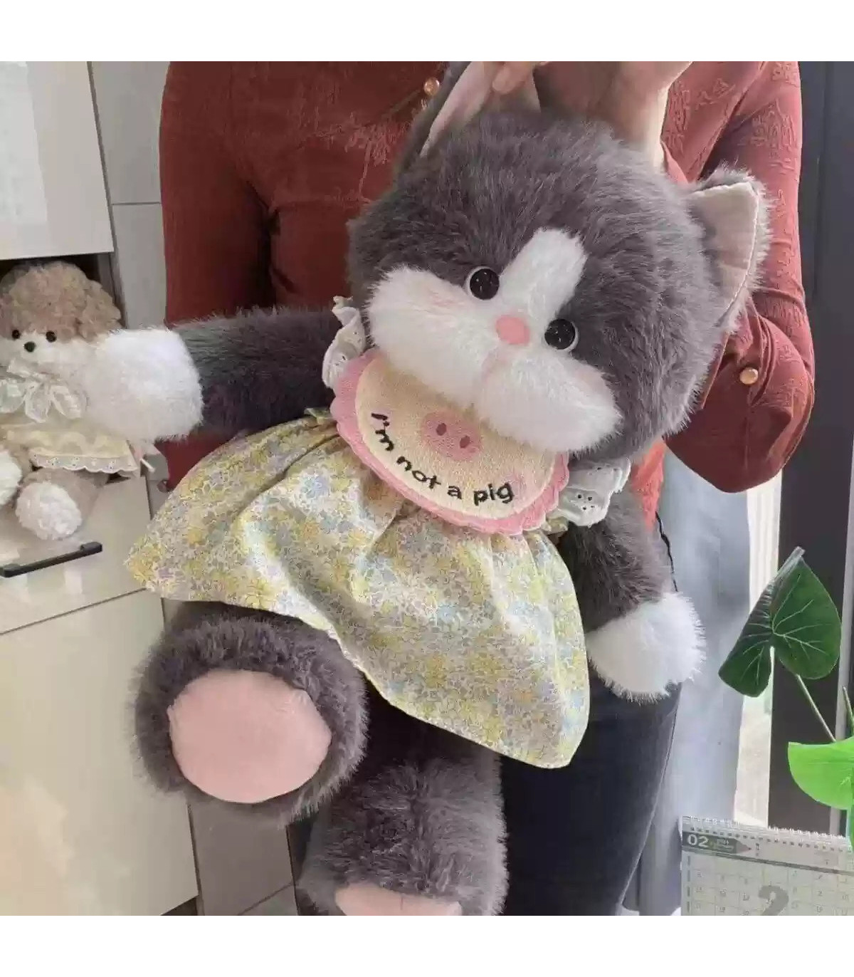 Peluches de Gato de Colores | Gris y Negro | 3 Tamaños