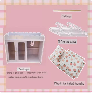 Literas de Madera para Cotton Dolls | Accesorios para Casas de Muñecas