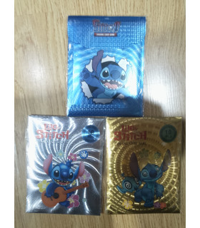CARTAS COLECCIONABLES DE LILO I STITCH COLORES AZUL DORADO Y PLATEADO
