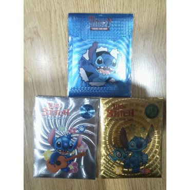 CARTAS COLECCIONABLES DE LILO I STITCH COLORES AZUL DORADO Y PLATEADO