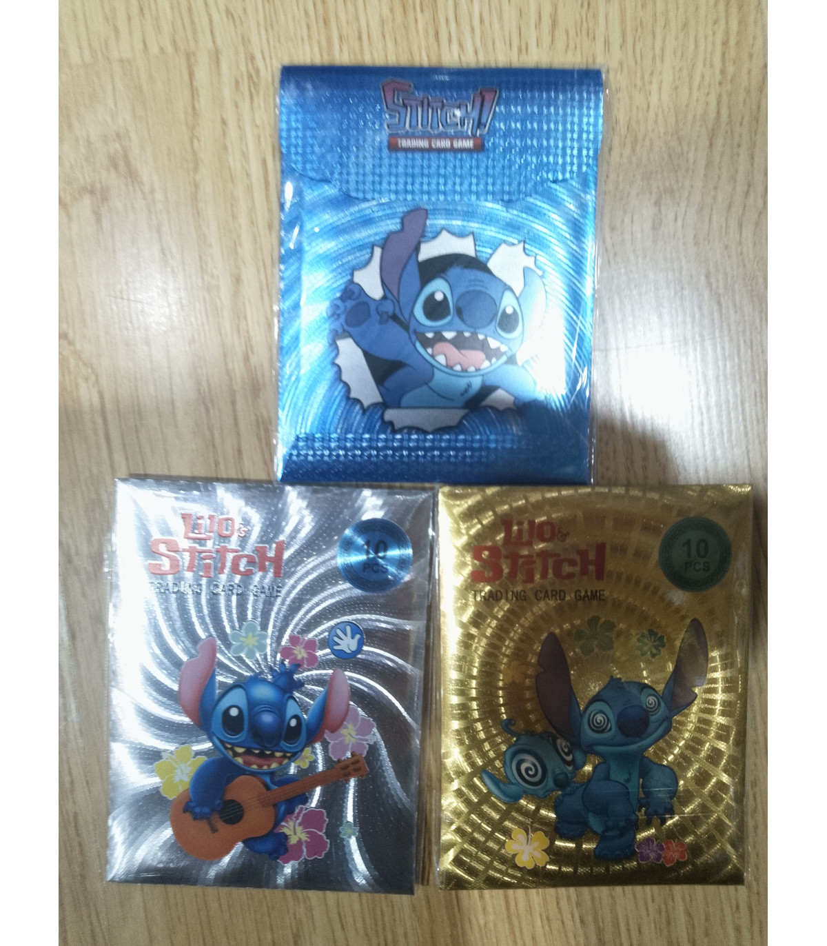 CARTAS COLECCIONABLES DE LILO I STITCH COLORES AZUL DORADO Y PLATEADO