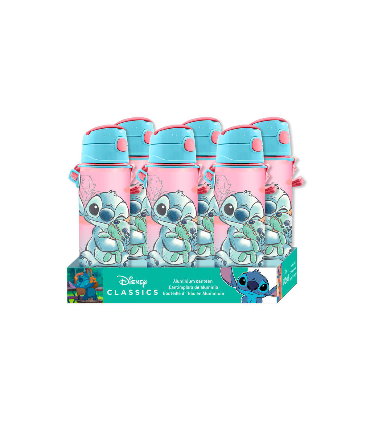 Cantimplora Aluminio Con Asa 600ml Stitch