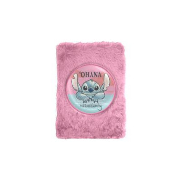 Libreta Plush Stitch Rosa con Pelitos | Cuaderno Suave y Adorable | Albithinia