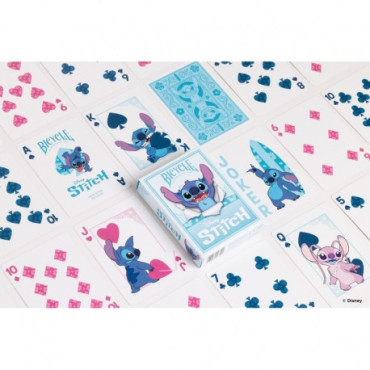 Naipes Mágicos Disney: Aventuras con Stitch & Angel - 54 Cartas Bicycle de Calidad Premium para Niños y Coleccionistas - Diversi