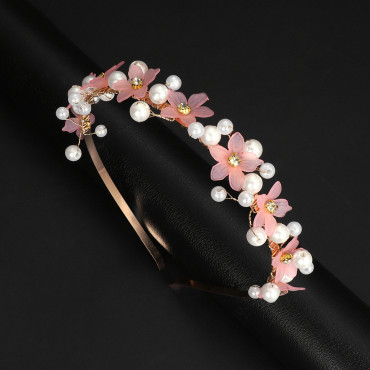Diadema Flores Nacaradas con Perlas | Compra Online en Albithinia.com