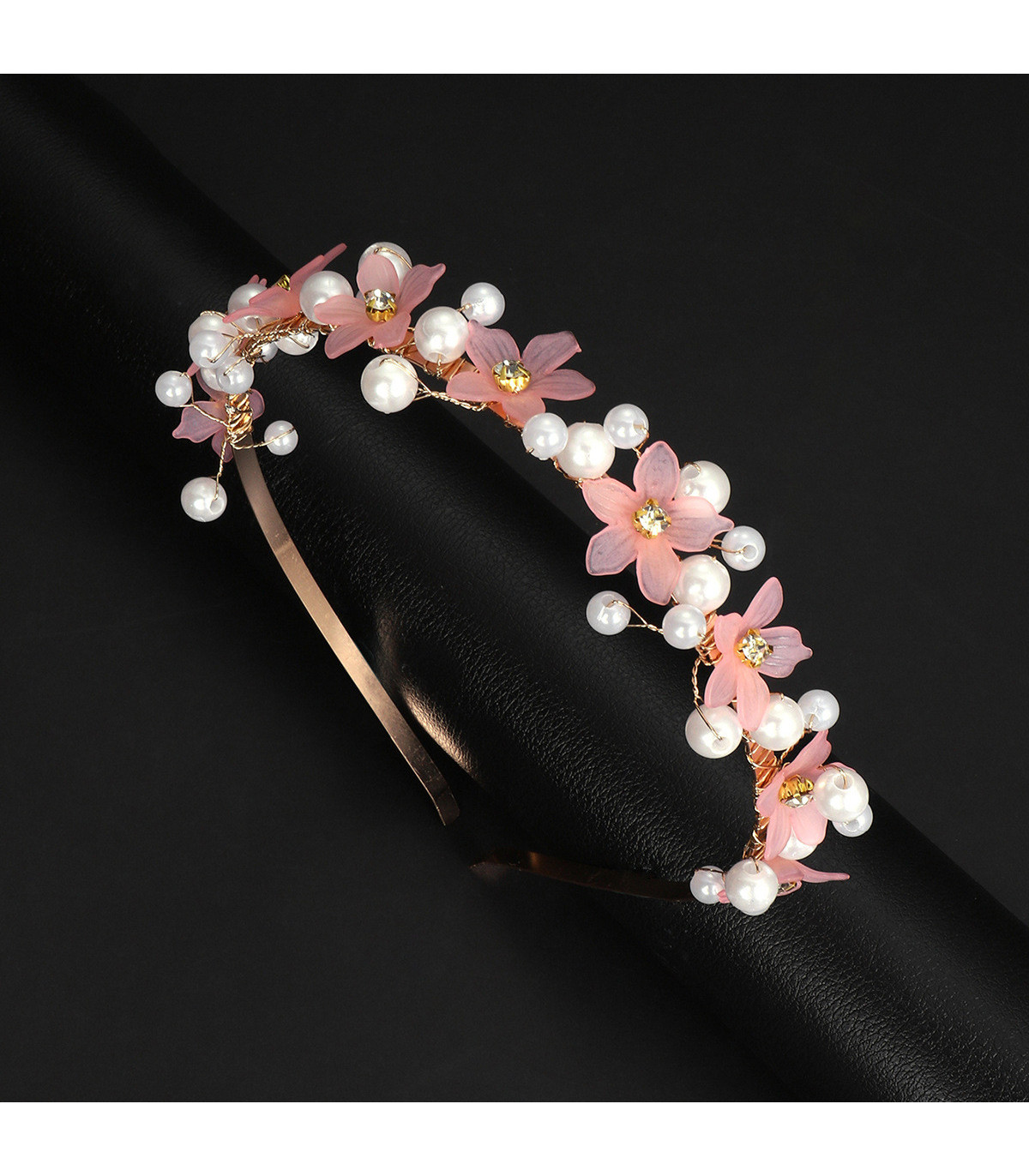 Diadema Flores Nacaradas con Perlas | Compra Online en Albithinia.com