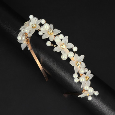 Diadema Flores Nacaradas con Perlas | Compra Online en Albithinia.com
