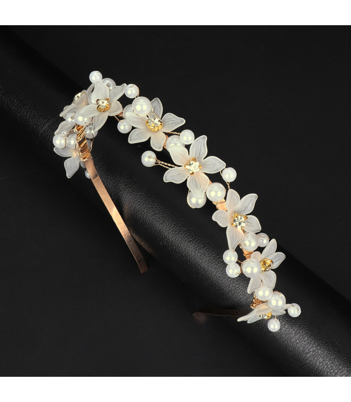 Diadema Flores Nacaradas con Perlas | Compra Online en Albithinia.com