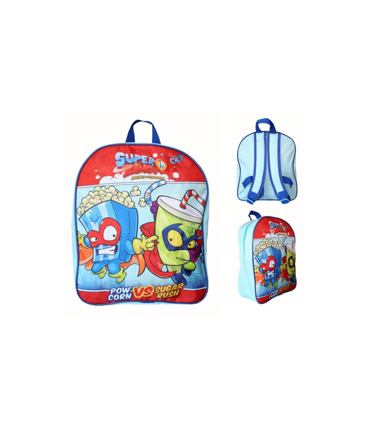 Mochila Aventura Infantil SuperZings: Pow Corn vs Sugar Rush 30cm - ¡Elige el compañerismo perfecto para pequeñas grandes aventu