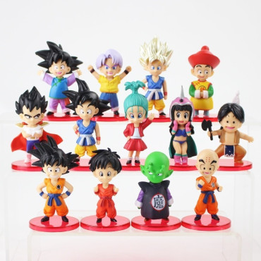 lote de 13  figuras Dragon Ball Z Figures Son Goku Gohan Goten Vegeta Trunks Bulma Pan Chichi Piccolo Krillin Anime