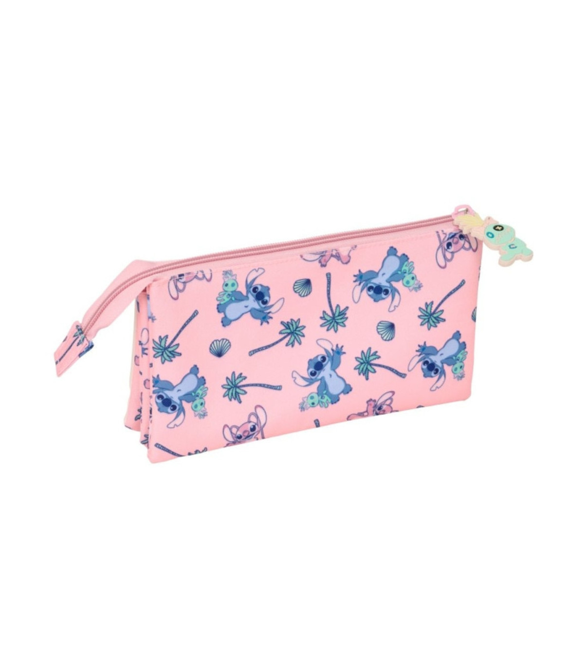 Estuche Stitch y Angel rosa – 3 compartimentos