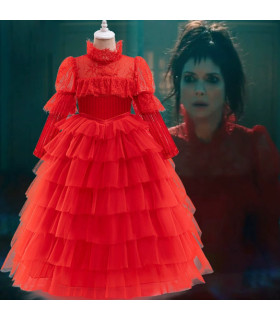 Vestido Cosplay Lydia Deetz Rojo: El Atuendo Gótico Definitivo
