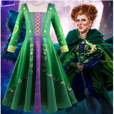 Vestido Bruja Verde para Niñas | Disfraz Brujas 2 |Albithinia