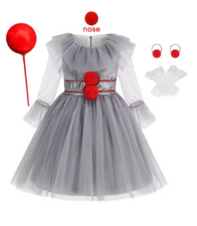 Disfraz Pennywise Niña | Payaso de Terror Cómodo Algodón (2-10 Años)