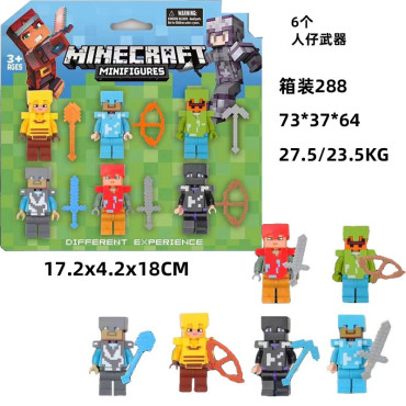 lote de 6 figuras de minecraft Compatible con las grandes marcas bloques
