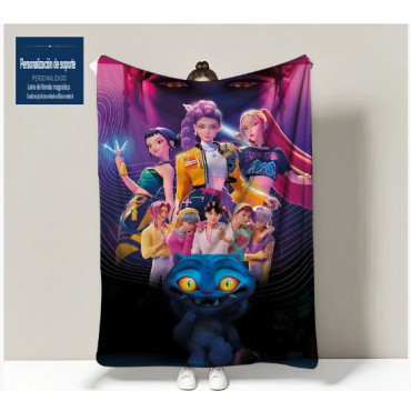 Toalla Oficial Huntrix Kpop Demon Hunters | Diseño Rumi Zoey Mira | Microfibra de Alta Absorción