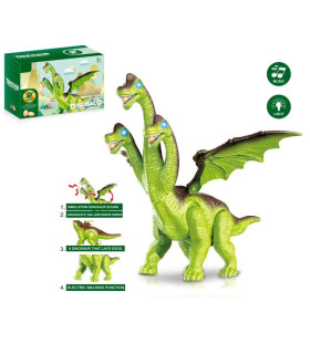 Dinosaurio Brachiosaurus 3 Cabezas Con Luz Y Sonido