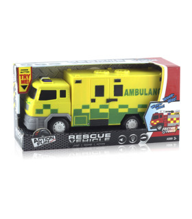 Coche Ambulancia De Fricción Con Luces Y Sonid