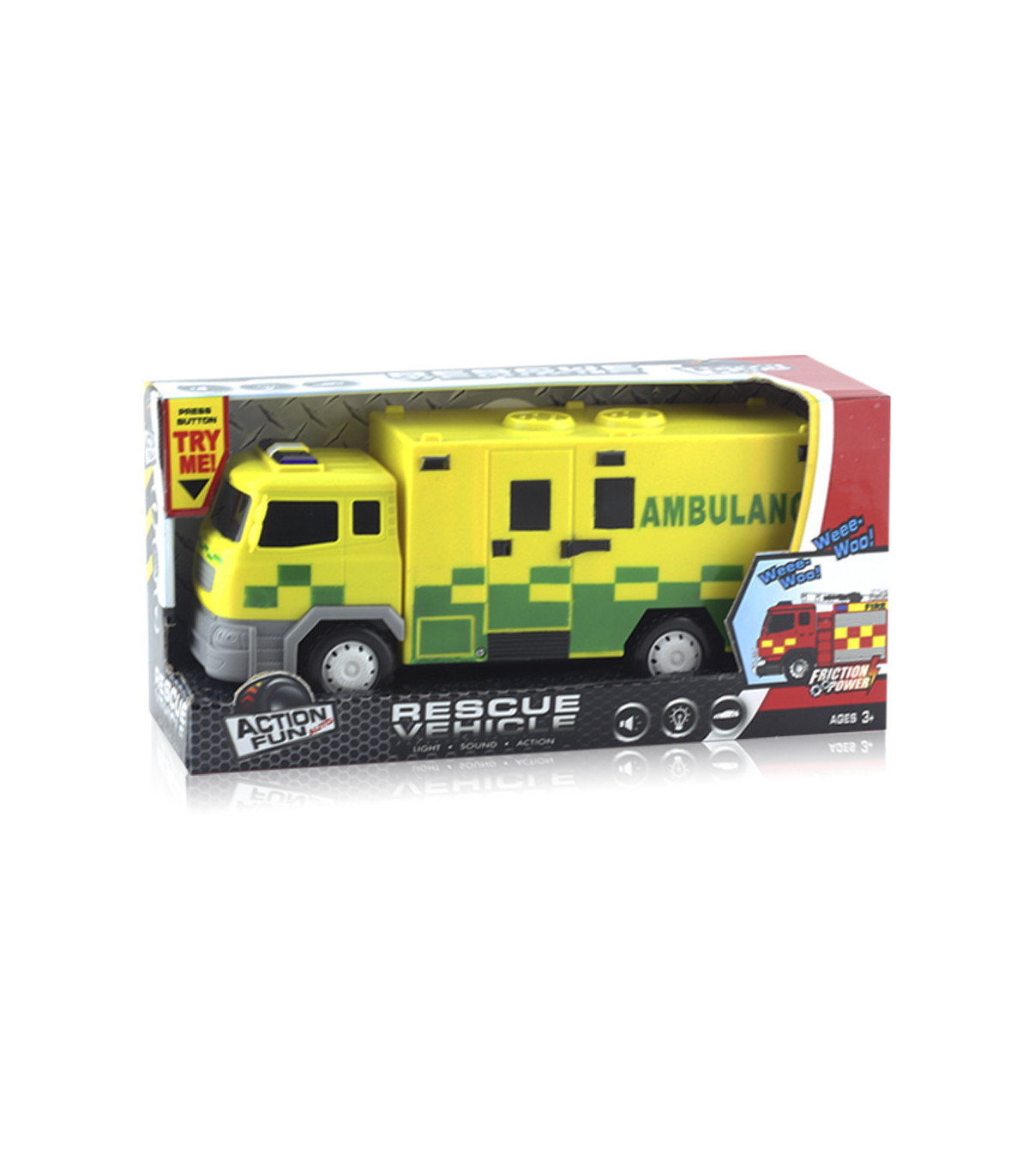 Coche Ambulancia De Fricción Con Luces Y Sonid