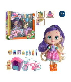 Mini Muñeca Close Friends 12 Cm Con Bicicleta Y Mascota