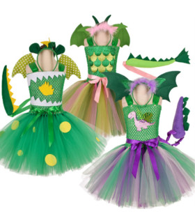 Vestido Tutú de Dinosaurio para Niña | Disfraz de Cumpleaños | Albithinia