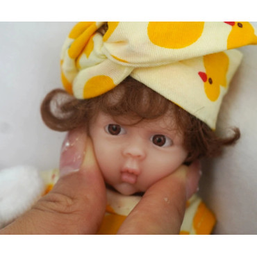 Mini muñeca bebé reborn silicona 15 cm realista ojos abiertos barata 49,99€
