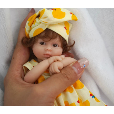 Mini muñeca bebé reborn silicona 15 cm realista ojos abiertos barata 49,99€