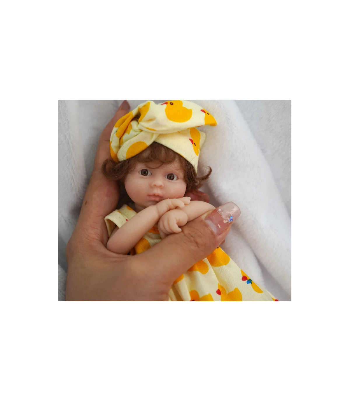Mini muñeca bebé reborn silicona 15 cm realista ojos abiertos barata 49,99€
