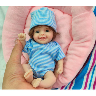 Muñecos gemelos bebé reborn silicona 15 cm con ropa regalo barato 49,99€