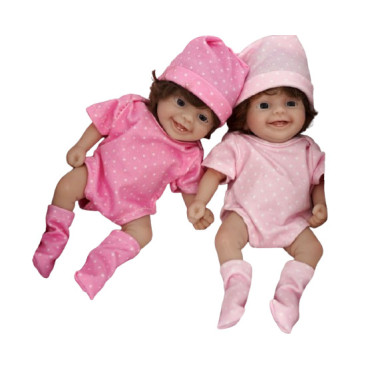 Muñecos gemelos bebé reborn silicona 15 cm con ropa regalo barato 49,99€