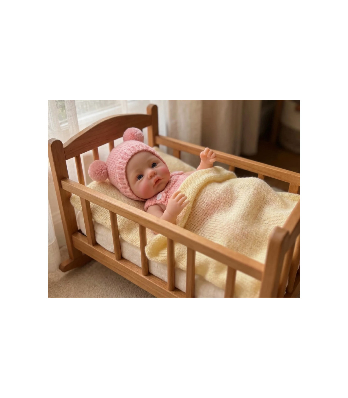 Muñeca Meadow reborn 30 cm Q elastic realista con suéter rosa 149,99€