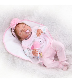 bebe  niña cuerpo silicona  elefante rosa