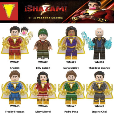lote de 8  figuras tipo lego shazam