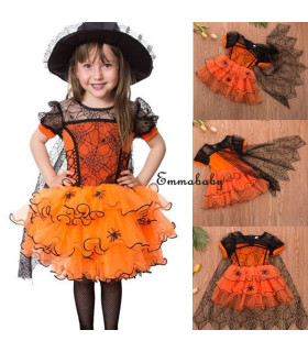 disfraz halloween brujita naranja  para niñas