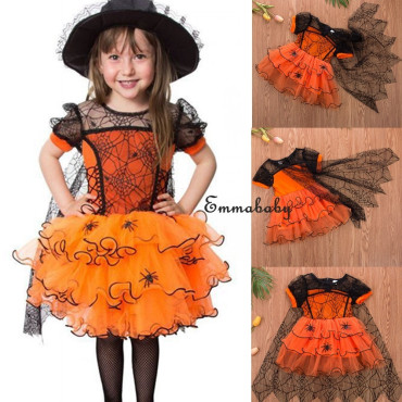 disfraz halloween brujita naranja  para niñas