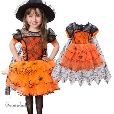 disfraz halloween brujita naranja  para niñas