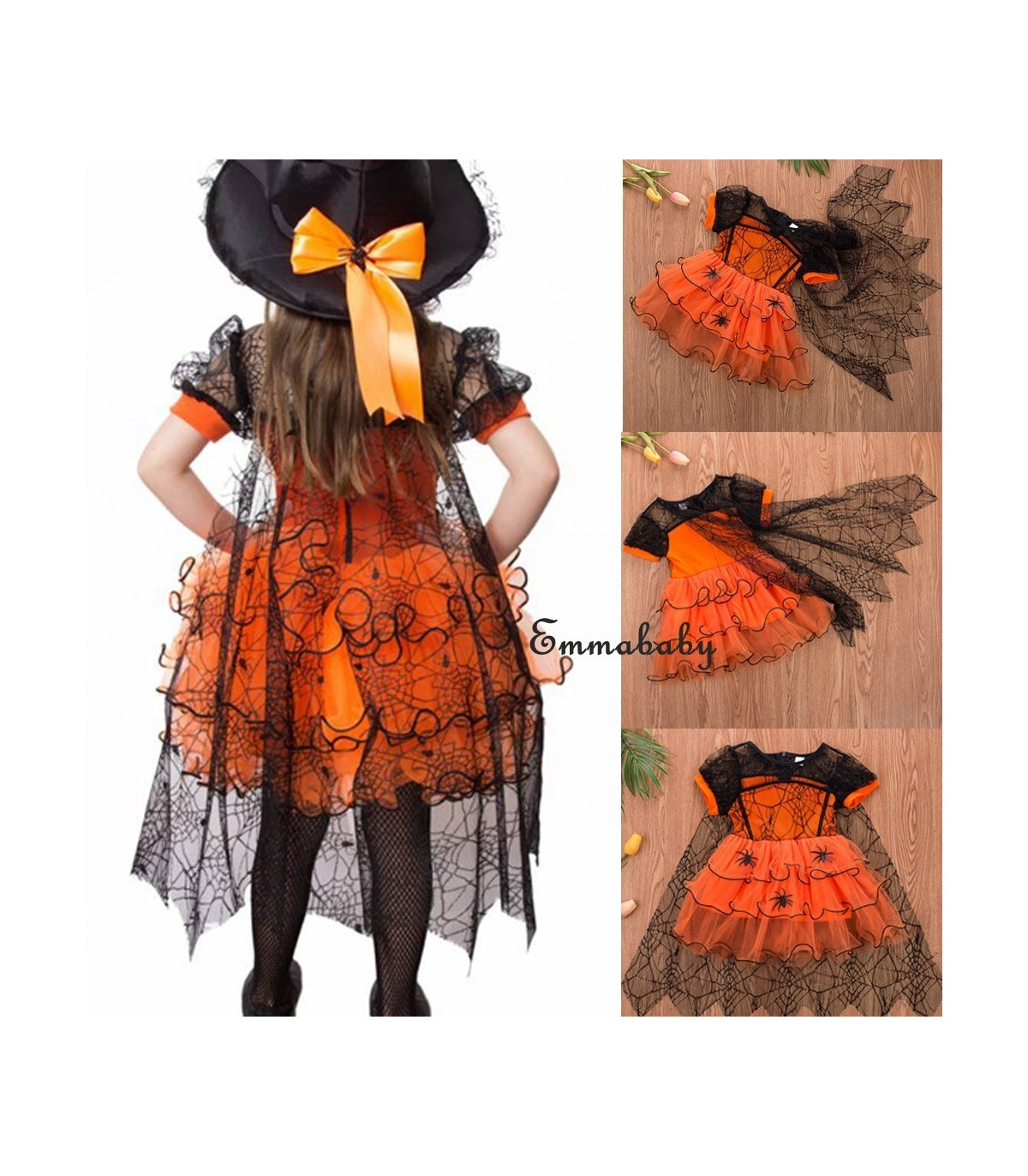 disfraz halloween brujita naranja  para niñas