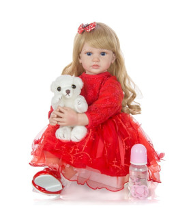muñeca reborn  rubia pelo largo de 60cm