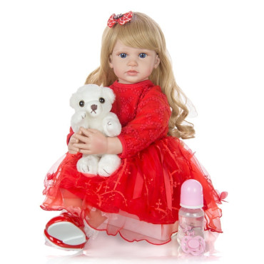 muñeca reborn  rubia pelo largo de 60cm