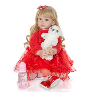muñeca reborn  rubia pelo largo de 60cm