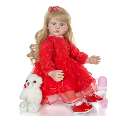 muñeca reborn  rubia pelo largo de 60cm
