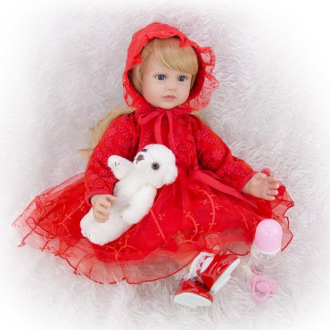 muñeca reborn  rubia pelo largo de 60cm