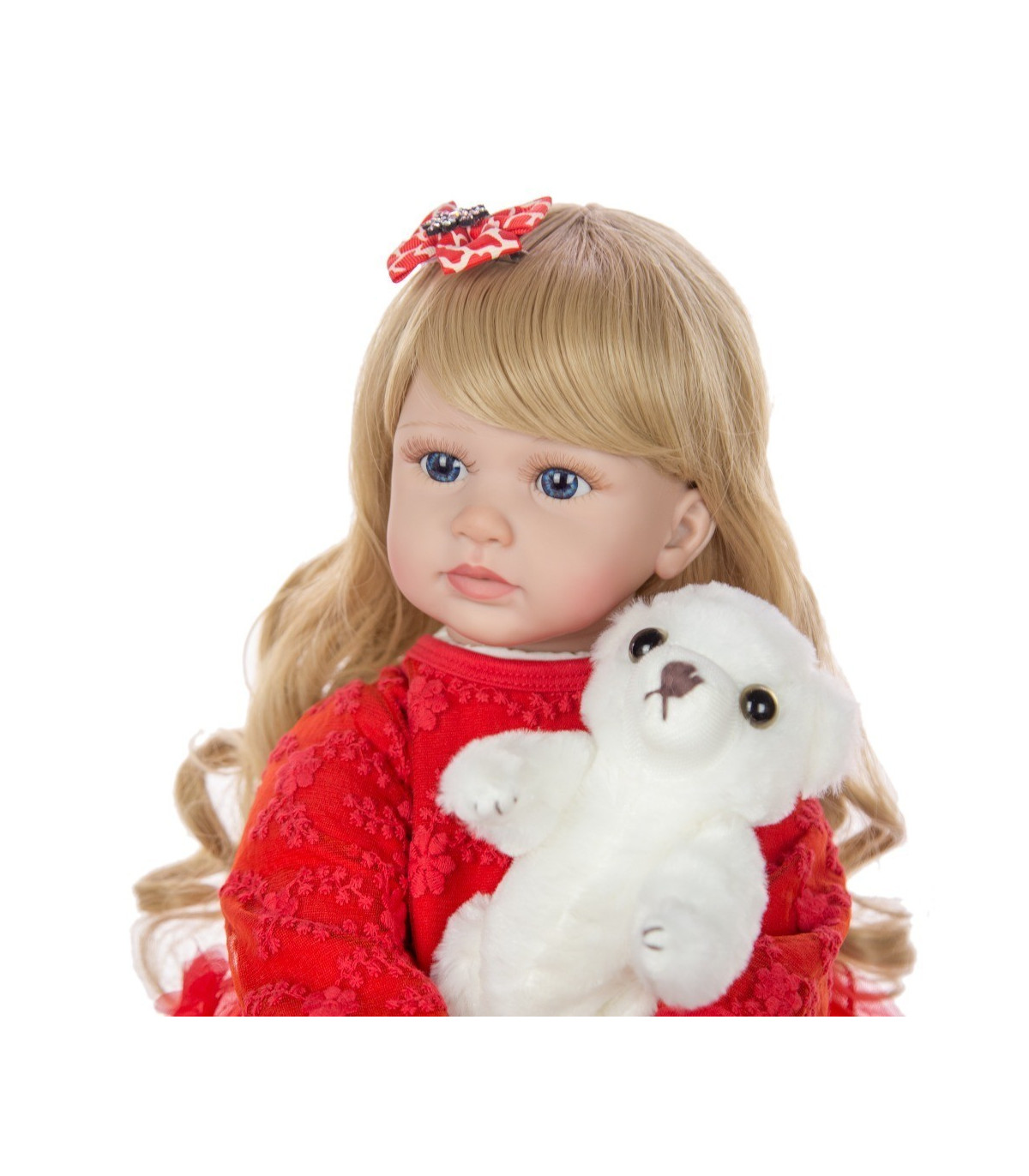 muñeca reborn  rubia pelo largo de 60cm