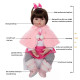 bebe reborn niña con capa de conejito  rosa de 48cm