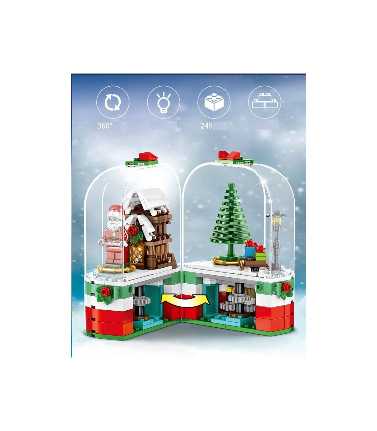 escena de santa claus  con bloques compatibles con grandes marcas