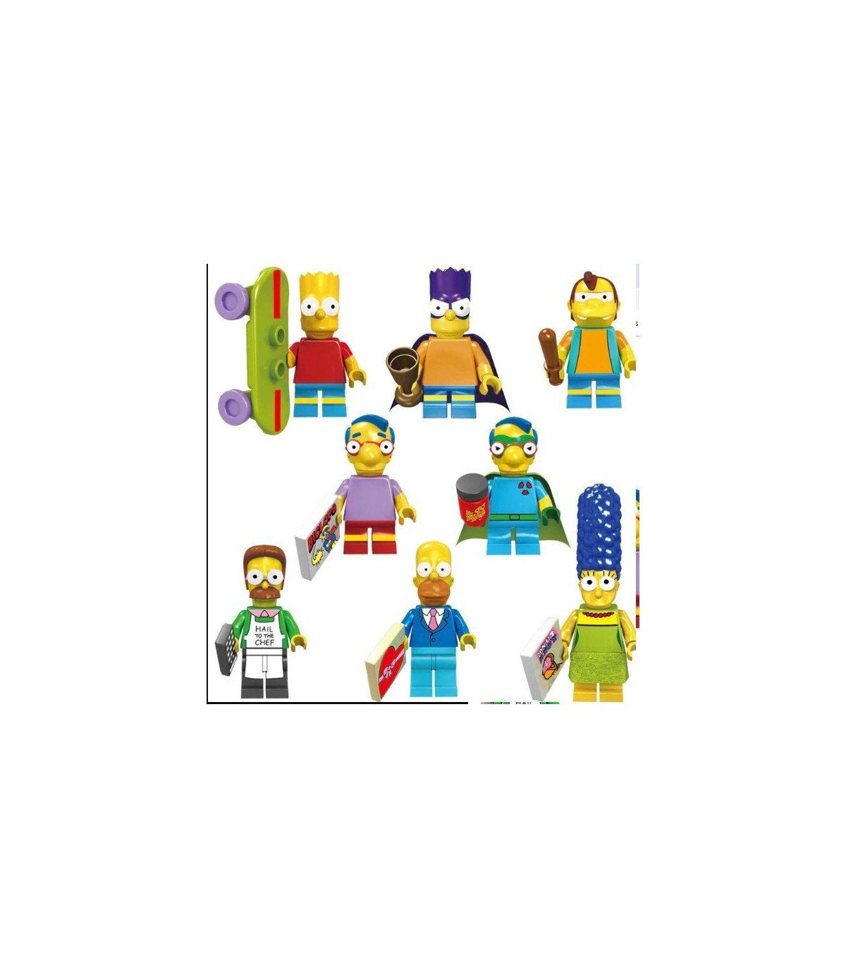 lote de 8 figuras de los simpsons bloques Homer Marge Bart Lisa Maggie compatible con lego