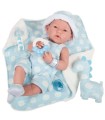 Newborn Niño Con Vestido Azul Lunares y Manta 38 cm