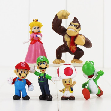 6 figuras  Super Mario Bros Mario Luigi  Yoshi King Kong Toad figura de acción de PVC