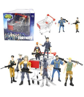 carro de compra con dos figuras en caja   de fortnite