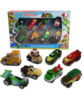 lote de 8 coches de metal super mario bros